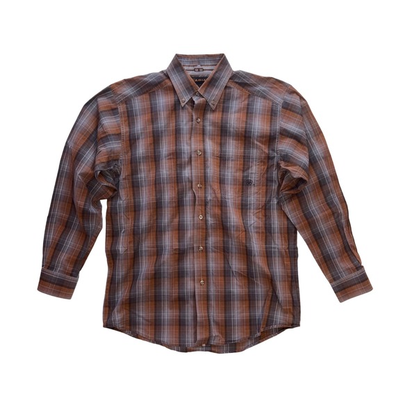 Ariat Other - ARIAT Pro Series Button Down Mens Medium Brown Plaid Western Vented Shirt